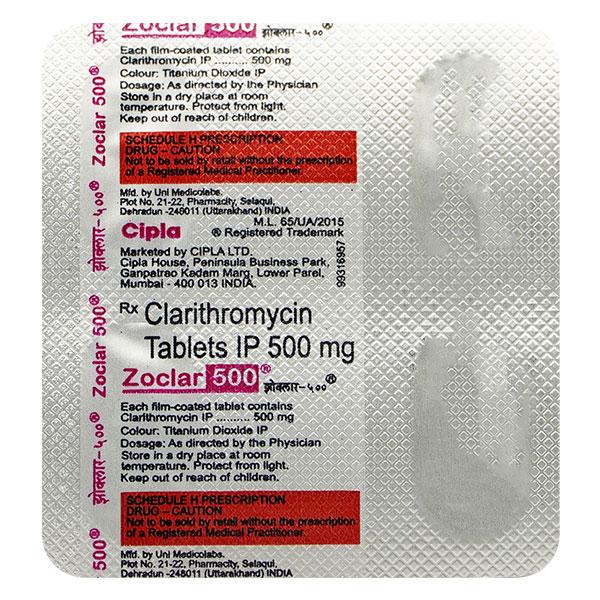 Zoclar 500mg Tablet 4'S - Bacterial Infections-Mac