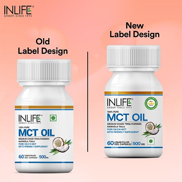 Inlife MCT Oil 500 mg Liquid Filled Veg Capsule 60's - Weight Loss