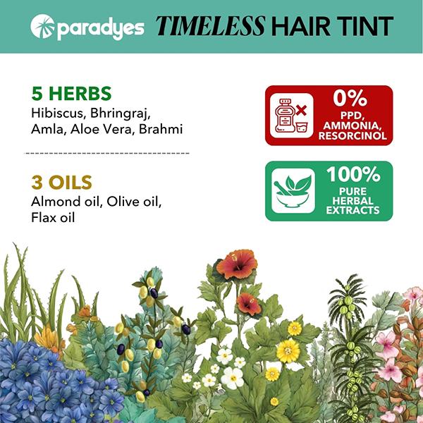 Paradyes Natural Black Timeless Permanent Creme Hair Colour for Grey Coverage, 1.0 Natural Black 160 gm - Crème