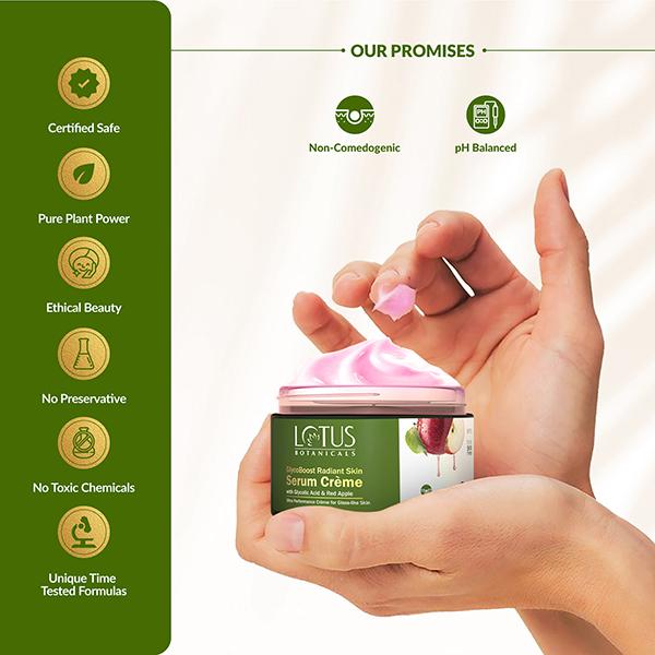 Lotus Botanicals GlycoBoost Radiant Skin Serum Creme with Red Apple & Glycolic Acid 50 gm - Face Moisturizers