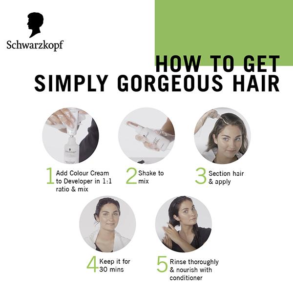 Schwarzkopf Simply Colour Permanent Hair Colour For 100% Grey Coverage - 3.00 Dark Brown 142.5ml - Crème