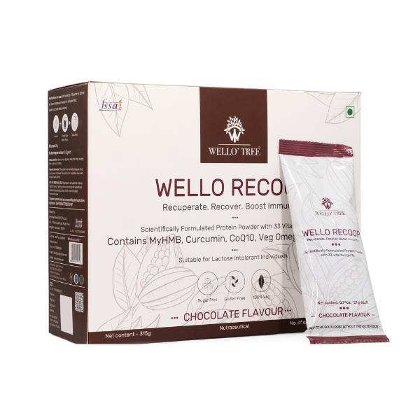Netmeds | WelloTree Wello Recoop Protein Powder - Chocolate Flavour (Pack Of 15 x 21g) 1's