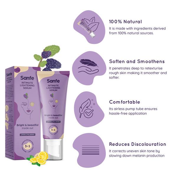 Sanfe Intimate Lightening Serum - Lemon & Mulberry 50 gm - Intimate Care