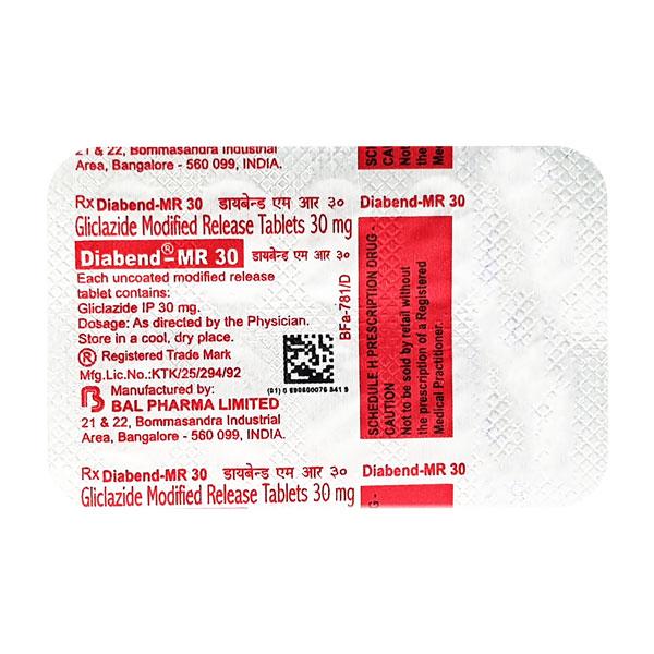 Diabend MR 30mg Tablet 10'S - Diabetes-Ant
