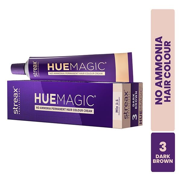 Netmeds | Streax Professional HueMagic Permanent Hair Colour - Dark Brown 3, No Ammonia 90 gm