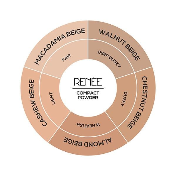 RENEE Face Base Compact - Almond Beige 9 gm - Compact Powder