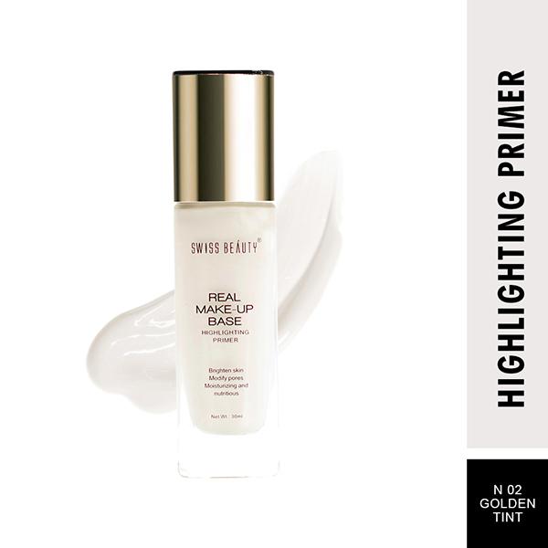 Netmeds | Swiss Beauty Real Make-Up Base Highlighting Primer - (Golden Tint) 32 ml
