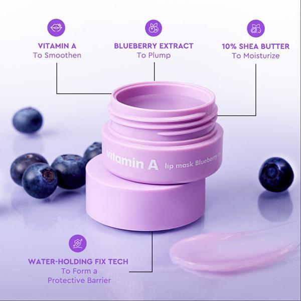 The Face Shop Vitamin A Lip Mask with Blueberry Extracts, Shea Butter for Soft, Plump Lips 7 gm - Lip Mask
