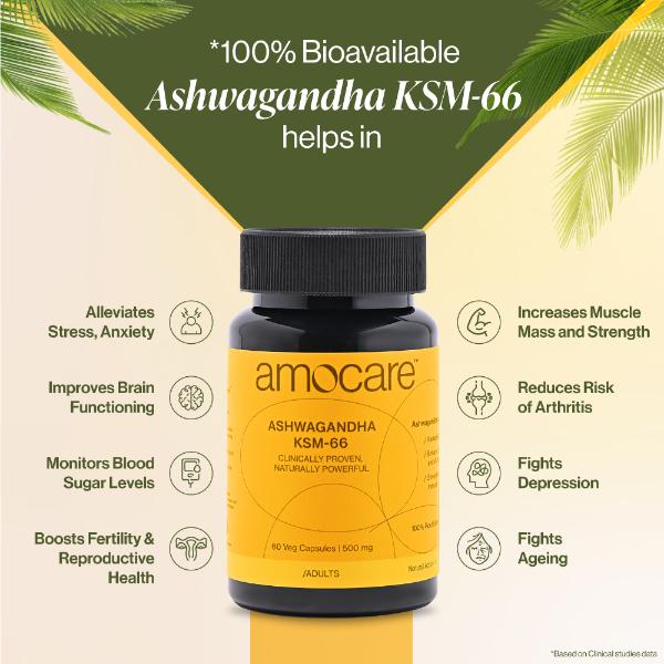 Amocare Ashwagandha KSM-66 Capsule 60's - Sexual Care