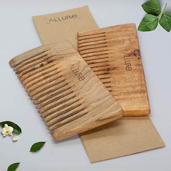 Allure Wooden Neem Comb (CS-02) 2's - Hair Combs
