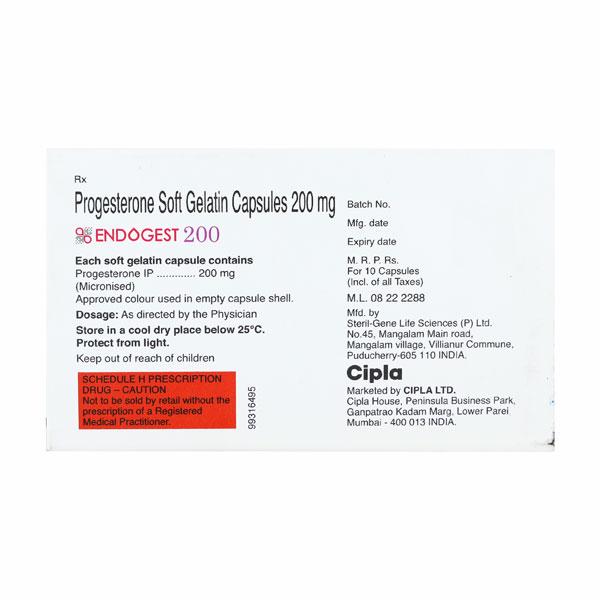 Endogest 200mg Capsule 10'S - Hormonal Therapy-Oes