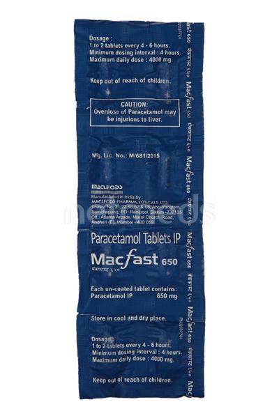Macfast 650mg Tablet 10'S - Fever-Ana