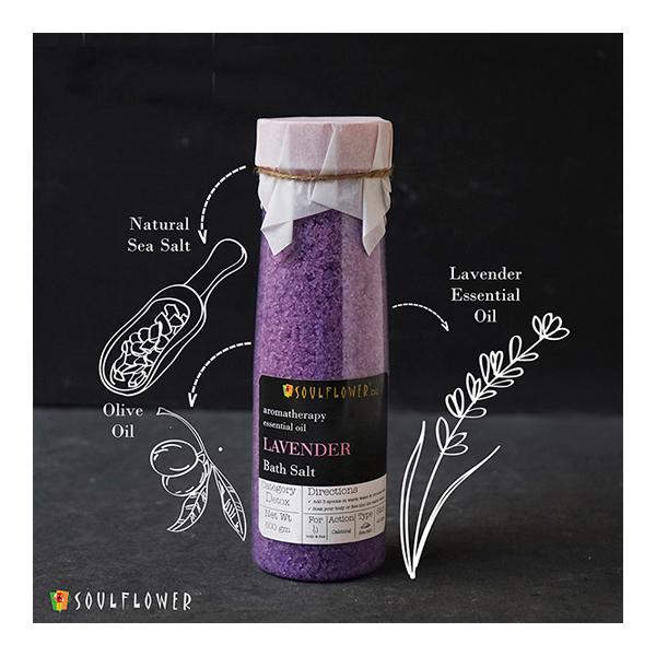 Soulflower Aroma Bath Salt - Lavender 500 gm - Bath Salts