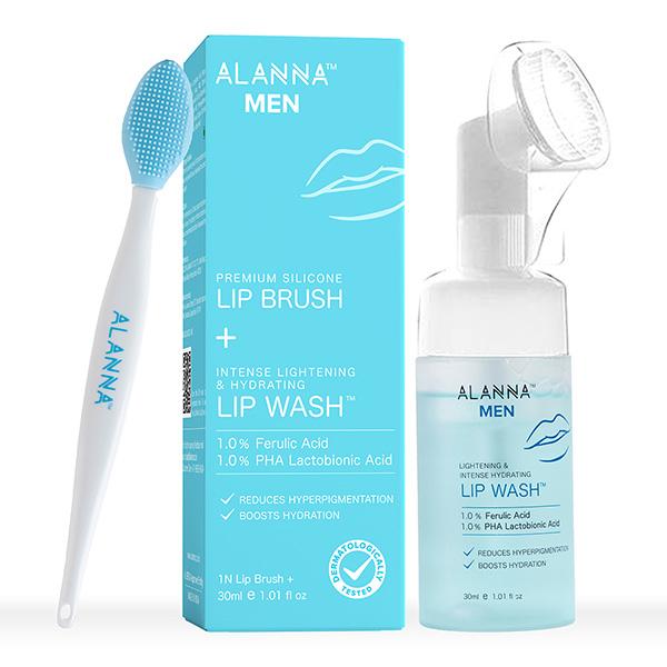 Netmeds | ALANNA Intense Lightening and Hydrating Lip Wash and Lip Brush for Men 30 ml