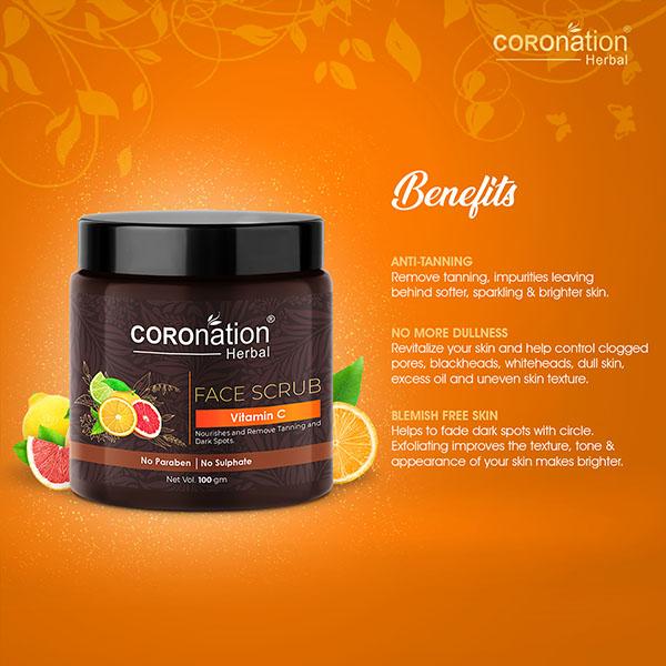 COROnation Herbal Vitamin C Face Scrub 100 gm - Scrubs & Exfoliants