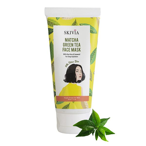 Skivia Matcha Green Tea Face Mask With Aloe Vera & Seaweed -For All Skin Types Unisex 50 gm - Masks & Peels