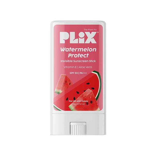 Netmeds | PLIX Watermelon Invisible Sunscreen Stick with SPF 50 PA +++, UVA & UVB Shield, No White Cast, Water Resistant, Intense Hydration, Quick Absorbing for Men & Women 15 gm
