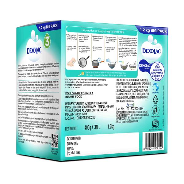 Dexolac Stage 3 (12-18 Months) Powder 1.2 kg (Refill Pack) 1's - Baby And Infant Supplements