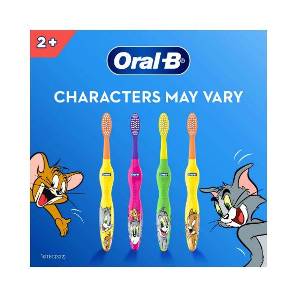 Oral B Kids Toothbrush, Tom & Jerry, Extra soft bristles and easy to hold handle (Age 2+) 2's - Toothbrushes