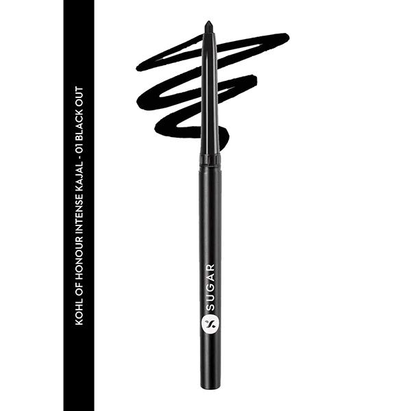 SUGAR Cosmetics Kohl Of Honour Intense Kajal 01 Black Out (Black)+Smudge Me Not Liquid Mini Lipstick - 01 Brazen Raisin 50 gm - Lipsticks