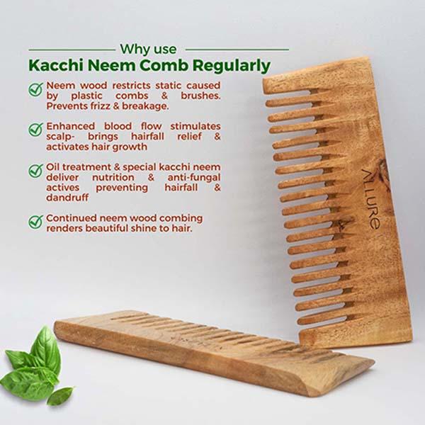 Allure Wooden Neem Comb (CS-02) 2's - Hair Combs