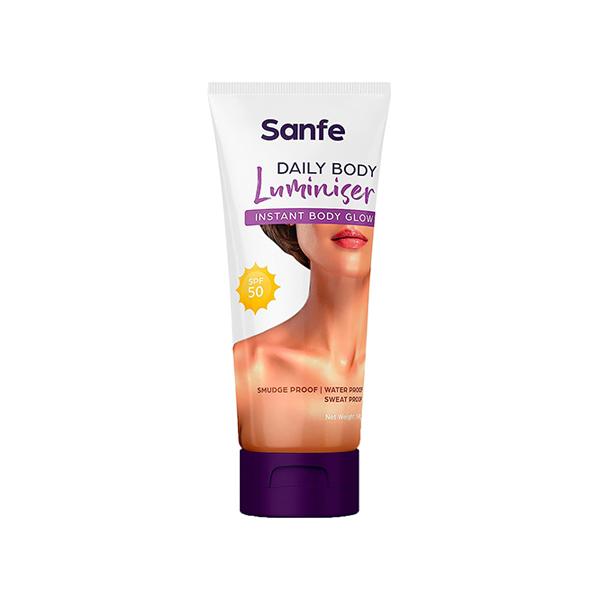 Netmeds | Sanfe Daily Body Luminiser Instant Body Highlighter for Women SPF50 Smudge Proof 50 gm