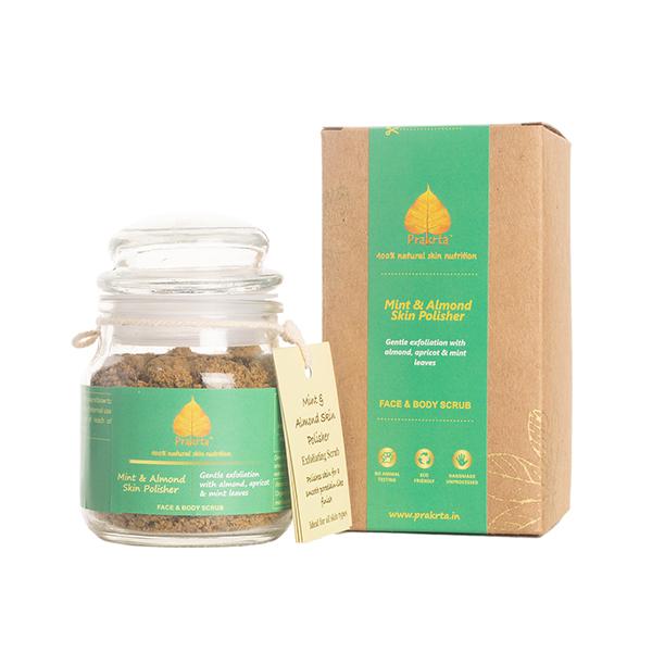 Prakrta Face & Body Scrub - Mint & Almond Skin Polisher 90 ml - Face Scrubs