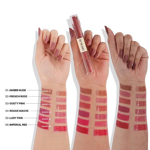 Swiss Beauty Select Do The Duet Lipstick, Matte Liquid Lipstick + Tinted Gloss Amber Nude 3 ml - Liquid Lipsticks