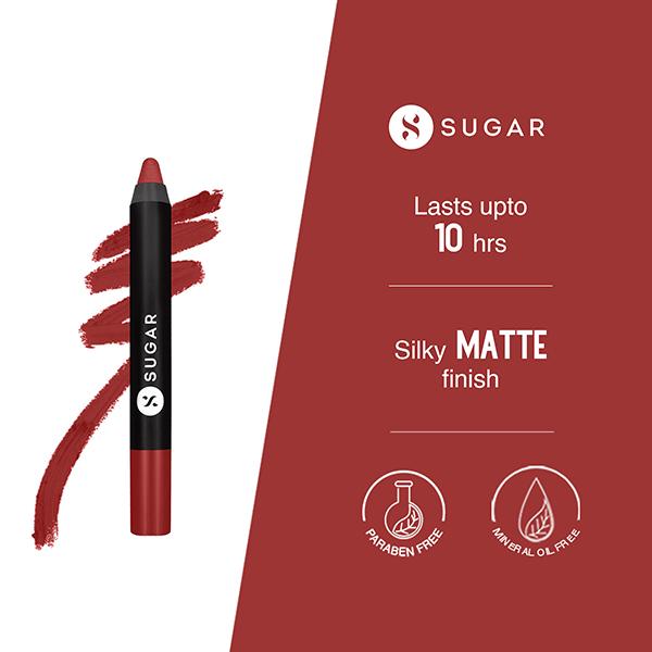 SUGAR Cosmetics Matte As Hell Crayon Lipstick - 08 Jackie Brown (Reddish Brown) 2.8 gm - Lip Crayons