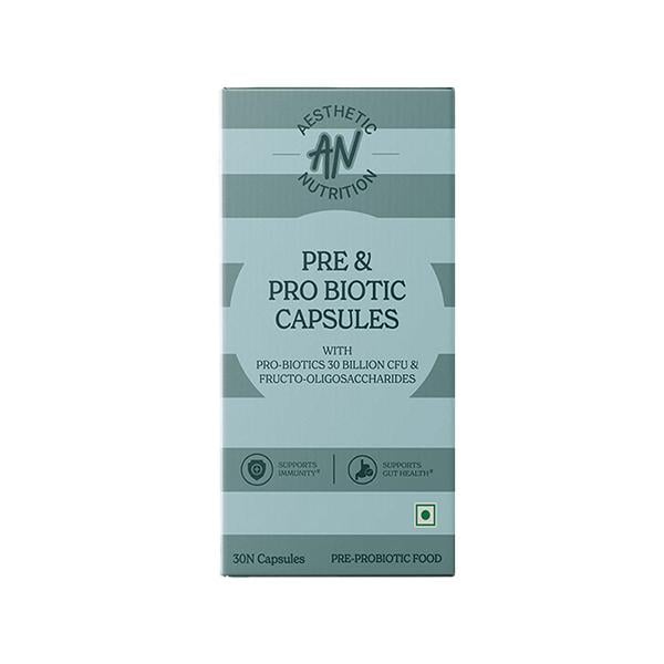 Aesthetic Nutrition Pre and Probiotic Capsules With Fructo-Oligosaccharides, Bifidobacterium, And Streptococcus Thermophilus 30 Capsules 1's - Multi-Vitamins
