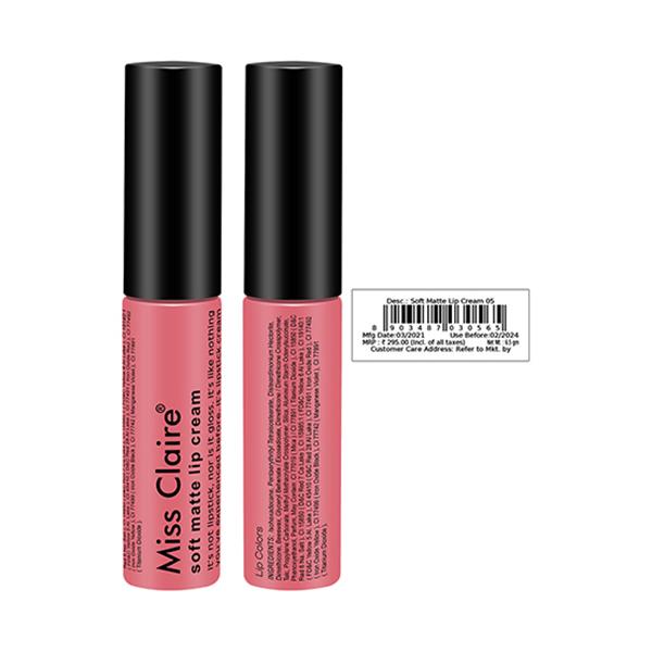 Miss Claire Soft Matte Lip Cream 05 6.5 Gm - Lipsticks