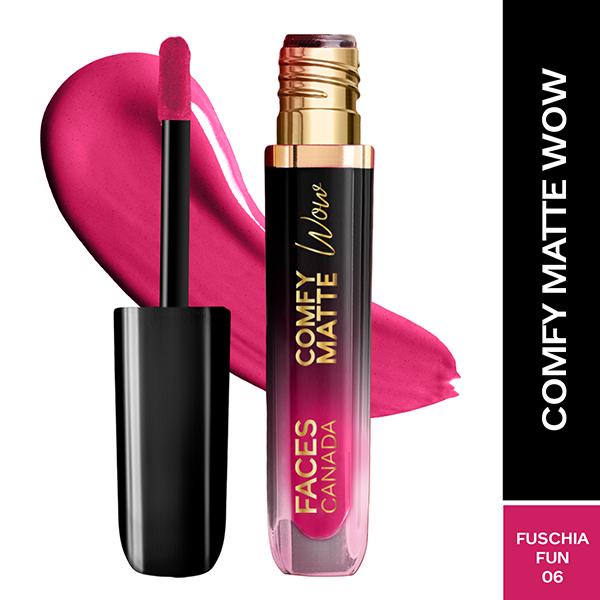 Netmeds | Faces Canada Comfy Matte Wow Liquid Lipstick - Fuschia Fun 06 3.8 ml