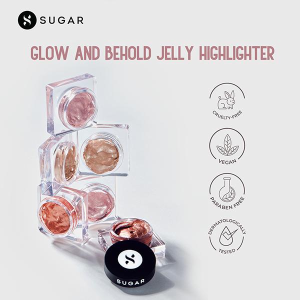 SUGAR Cosmetics Glow And Behold Jelly Highlighter - 02 Peach Pioneer (Peach Pink Gold) 3 gm - Highlighters & Illuminators