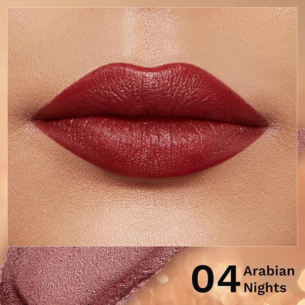 Pilgrim Glitter Lipstick Arabian Nites-04 Luxurious 3-D Glitter Formula With Matte Finish pink / red 4.2 g - Lipsticks