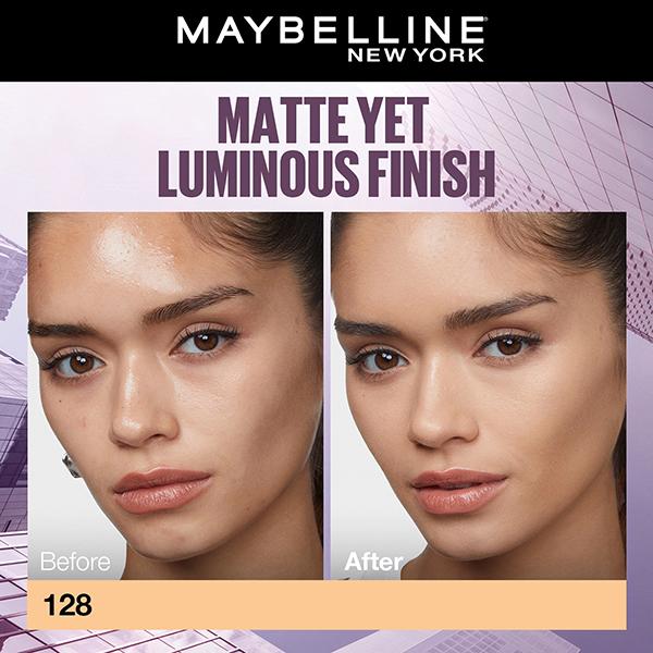 Maybelline New York Super Stay Lumi-Matte Liquid Foundation 30H Longwear Yet Light-As-Air, 128 35 gm - Foundation