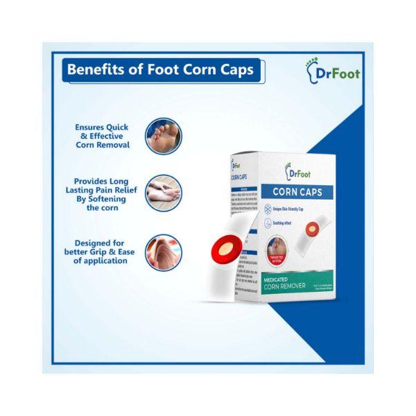 Dr foot Corn Caps 40 Strips Medicated Plaster Bandage Skin Friendly Cap 1's - Others