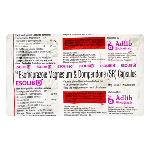 ESOLIB D Capsule 10's - Ulcer/Reflux/Flatulence-Aaa