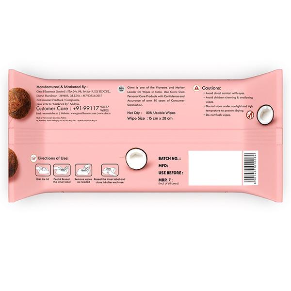 Clea Coconut & Calendula Baby Wipes with 100% Natural Actives (80 Pulls/Pack) 80's - Diapers & Wipes