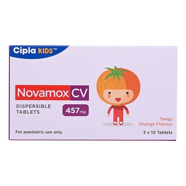 NOVAMOX CV TANGY ORANGE FLAVOUR 457mg Dispersible Tablet 10's - Bacterial Infections-Pen