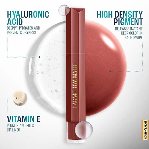 Lakme 9To5 Hya Matte Lip Liquid + Hyaluronic Acid Meetup Mauve 5.3 ml - Liquid Lipsticks