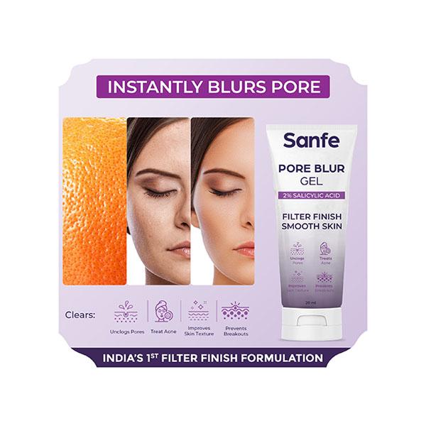Sanfe Pore Blur Gel 2% Salicylic Acid and Hyaluronic Acid Treats Acne, Prevents Breakouts 20 gm - Face Gels
