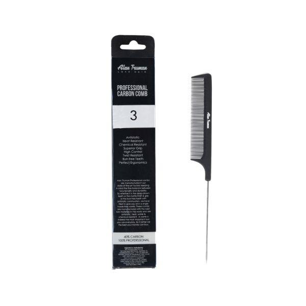 Alan Truman CB-03 Metal-Pin-Tail Carbon Comb 1's - Hair Combs