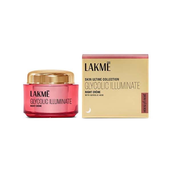 Lakme Glycolic Illuminate Night Cream with Glycolic Acid and 1% Niacinamide for Skin Cell Regeneration 50 gm - Night Cream