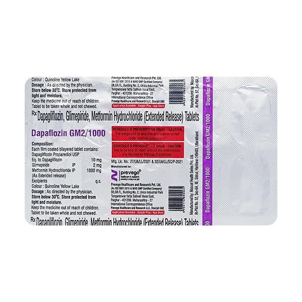 DAPAFLOZIN GM 2/1000 Tablet 10's - Diabetes-Ant