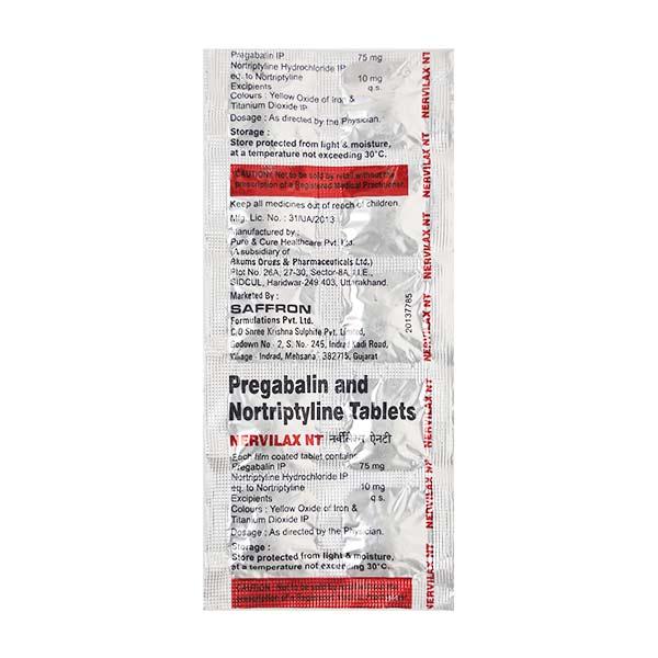 Nervilax NT Tablet 10'S - Neuropathic Pain-Dru