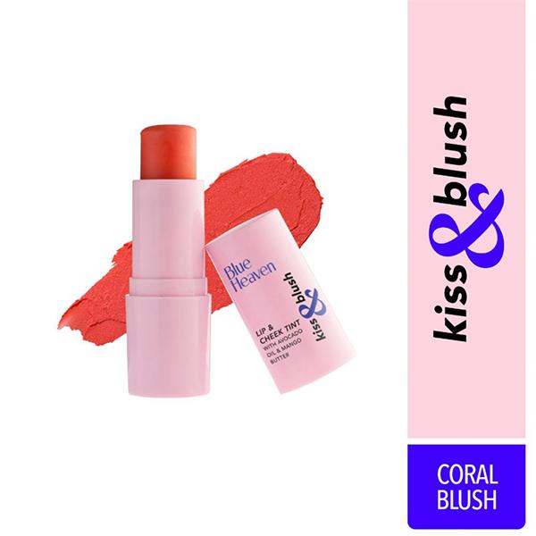Blue Heaven Kiss & Blush Lip And Cheek Tint, Coral Blush 8.5 gm - Blushes
