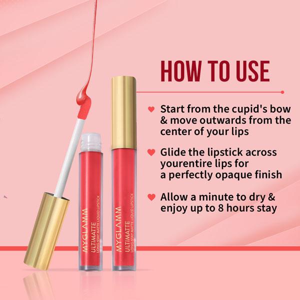MyGlamm Ultimatte Long Stay Matte Liquid Lipstick-Coral Slayer 2.5 ml - Lipsticks