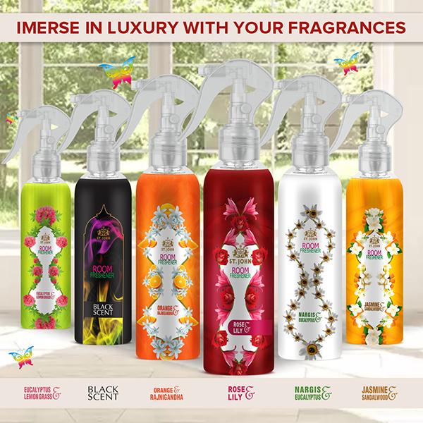 St. John Room Freshener - Rose & Lilly - Pack of 5 x 250 ml - Men Deodorants/Roll-Ons