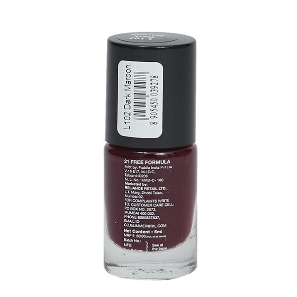 Glimmer Nail Polish Maroon 5 ml - Nail Polish