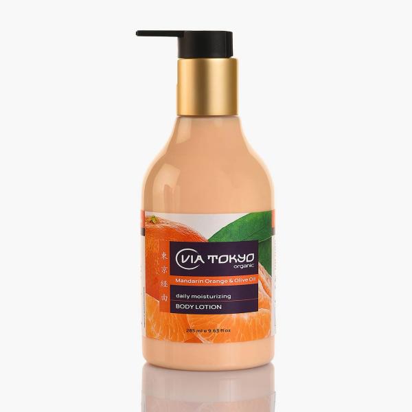 VIA TOKYO ORGANIC Mandarin Orange & Olive Oil Body Lotion for Nourishing & Moisturizing Skin, No Sulphates, No Paraben 285 ml - Lotions & Creams